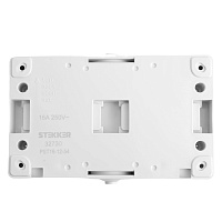 Розетка 2-местная с крышкой с/з STEKKER PST16-22-54, пластик АВS, 250В, 16А, IP54,  белый/серый 49730