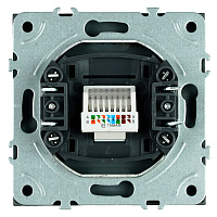 Розетка компьютерная 1-местная RJ-45 (механизм), STEKKER, серия Эмили, RST00-5117-05, черный уголь, soft touch  49847