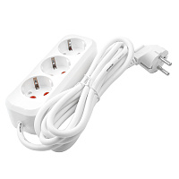 Удлинитель 3-местный с/з Stekker, HM01-31-03, 3м, 3x0,75, серия Home (У10-002), белый 39214