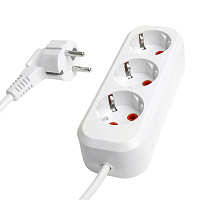 Удлинитель трехместный с/з  STEKKER HM06-31-05 3x1мм2, 5м, серия Home (У10-002), белый 49349