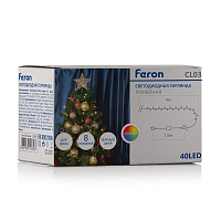 Светодиодная гирлянда Feron CL03 линейная 4м +1.5м 230V мультиколор, c питанием от сети, контроллером, зеленый шнур Светодиодная гирлянда Feron CL03 линейная 4м +1.5м 230V мультиколор, c питанием от сети, контроллером, зеленый шнур
