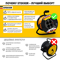 Удлинитель на пластиковой катушке Stekker STD02-41-50  50м, 4 гнезда с/з 3*1, оранжевый, серия Standart (UG) 39709 Удлинитель на пластиковой катушке Stekker STD02-41-50  50м, 4 гнезда с/з 3*1, оранжевый, серия Standart (UG) 39709