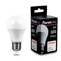 Лампа светодиодная Feron.PRO LB-1009 Шар E27 9W 175-265V 4000K 38027 Лампа светодиодная Feron.PRO LB-1009 Шар E27 9W 175-265V 4000K 38027