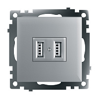 Розетка USB 2-местная (механизм), STEKKER GLS10-7115-03, 250B, 2,1А, серия Катрин, серебро 39588 Розетка USB 2-местная (механизм), STEKKER GLS10-7115-03, 250B, 2,1А, серия Катрин, серебро 39588