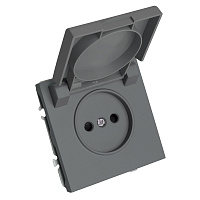 Розетка 1-местная с крышкой с защ. штор, STEKKER, б/з, IP42, 250В, 16А, серия Эмили, RST16-5113-10, платиново-серый, soft touch 49956