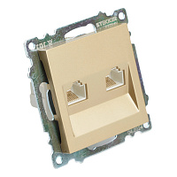 Розетка компьютерная 2-местная RJ-45 (механизм) STEKKER GLS00-7109-08, серия Катрин, золото 50009 Розетка компьютерная 2-местная RJ-45 (механизм) STEKKER GLS00-7109-08, серия Катрин, золото 50009