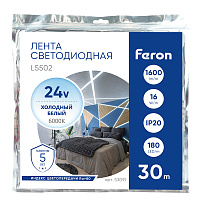 Светодиодная LED лента Feron LS502, 180SMD(2835)/м 16Вт/м 24V 30000*10*1.22мм 6000К 30м IP20