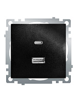 Розетка 2-местная USB + type C (механизм), STEKKER GLS10-7116-05, 250B, 3А, серия Катрин, черный 50055 Розетка 2-местная USB + type C (механизм), STEKKER GLS10-7116-05, 250B, 3А, серия Катрин, черный 50055