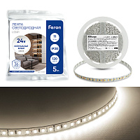 Светодиодная LED лента Feron LS501, 120SMD(2835)/м 11Вт/м 24V 5000*8*1.22мм 4000К IP20 Светодиодная LED лента Feron LS501, 120SMD(2835)/м 11Вт/м 24V 5000*8*1.22мм 4000К IP20