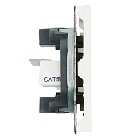 Розетка компьютерная 2-местная RJ-45 (механизм), STEKKER,  серия Эмили, RST00-5111-01, белый фарфор, soft touch  49874