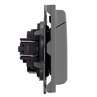 Розетка 1-местная с крышкой с защ. штор, STEKKER, б/з, IP42, 250В, 16А, серия Эмили, RST16-5113-10, платиново-серый, soft touch 49956