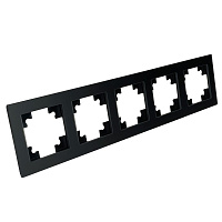 Рамка 5-местная, стекло, STEKKER, GFR00-7005-05М,серия Катрин, черный матовый 49604