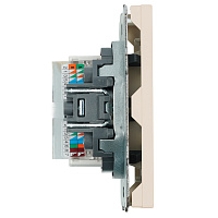 Розетка компьютерная 2-местная RJ-45 (механизм), STEKKER, серия Эмили, RST00-5111-08, кашемир, soft touch 49900