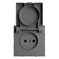 Розетка 1-местная с крышкой с защ. штор, STEKKER, б/з, IP42, 250В, 16А, серия Эмили, RST16-5113-10, платиново-серый, soft touch 49956