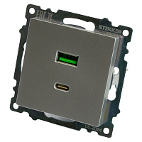 Розетка 2-местная USB + type C (механизм)), STEKKER GLS10-7116-03 , 250B, 3А, max 20W, серия Катрин, серебро 50054 Розетка 2-местная USB + type C (механизм)), STEKKER GLS10-7116-03 , 250B, 3А, max 20W, серия Катрин, серебро 50054