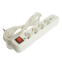 Удлинитель 4-местный с/з с выключ. STEKKER HM071-41-05 3x1мм2, 5м, 250В, 16А, 1USB+2C, 2.4A, сер Home, белый 50141 Удлинитель 4-местный с/з с выключ. STEKKER HM071-41-05 3x1мм2, 5м, 250В, 16А, 1USB+2C, 2.4A, сер Home, белый 50141