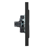 Розетка 2-местная с з/ш, б/з, СЗК, STEKKER, 250В, 16А, серия Эмили, RST16-5116-05ZK, черный уголь, soft touch 50253