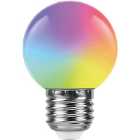 Лампа светодиодная Feron LB-37 Шарик матовый E27 1W 230V RGB быстрая смена цвета 38126 Лампа светодиодная Feron LB-37 Шарик матовый E27 1W 230V RGB быстрая смена цвета 38126