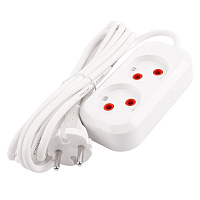 Удлинитель 2-местный б/з Stekker, HM01-20-03, 3м, 2x0,75, серия Home (У10-428), белый 39202