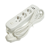 Удлинитель 3-местный c/з 3x1 мм2, 3 м, 250В, 10А, 2USB+1Type-C 2,4А, серия Home plus, белый STEKKER HM08-33-02 49977 Удлинитель 3-местный c/з 3x1 мм2, 3 м, 250В, 10А, 2USB+1Type-C 2,4А, серия Home plus, белый STEKKER HM08-33-02 49977