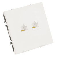 Розетка компьютерная 2-местная RJ-45 (механизм), STEKKER,  серия Эмили, RST00-5111-01, белый фарфор, soft touch  49874