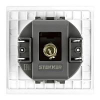 Розетка телевизионная 1-местная (механизм), STEKKER, 75 Ом, 5-862МГц, серия Мия, RST00-3108-01, белая магнолия 50435