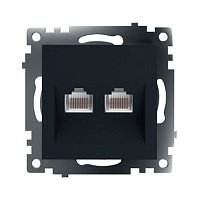 Розетка компьютерная 2-местная RJ-45 (механизм) ,STEKKER ,GLS00-7109-05, серия Катрин, черный  50007