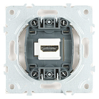 Розетка HDMI 2.0 Type A (механизм), STEKKER, серия Эмили, RST00-5118-01, белый фарфор, soft touch 50163