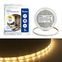 Светодиодная LED лента Feron LS604, 60SMD(2835)/m 4.8W/m 12V IP65 5m, 3000К Артикул 27640 Светодиодная LED лента Feron LS604, 60SMD(2835)/m 4.8W/m 12V IP65 5m, 3000К Артикул 27640