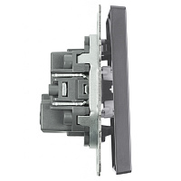 Выключатель 2-клавишный (механизм), STEKKER, 250В, 10А, серия Эмили, RSW10-5104-10, платиново-серый, soft touch 49944