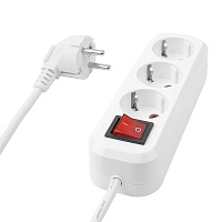 Удлинитель трехместный с/з с выключателем STEKKER HM03-31-03 3x0,75, 3м, серия Home (У10А-002), белый 39198