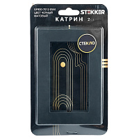 Рамка  2-местная (без перемычки), стекло, STEKKER, GFR00-7012-05М, серия Катрин, черный матовый 49605