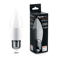 Лампа светодиодная Feron.PRO LB-1307 Свеча E27 7.5W 175-265V 6400K 38058 Лампа светодиодная Feron.PRO LB-1307 Свеча E27 7.5W 175-265V 6400K 38058