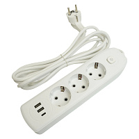 Удлинитель 3-местный c/з 3x1 мм2, 1,8 м, 250В, 10А, 2USB+1Type-C 2,4А, серия Home plus, белый STEKKER HM08-33-02 49970 Удлинитель 3-местный c/з 3x1 мм2, 1,8 м, 250В, 10А, 2USB+1Type-C 2,4А, серия Home plus, белый STEKKER HM08-33-02 49970