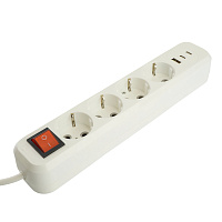 Удлинитель 4-местный с/з с выключ. STEKKER HM071-41-05 3x1мм2, 5м, 250В, 16А, 1USB+2C, 2.4A, сер Home, белый 50141 Удлинитель 4-местный с/з с выключ. STEKKER HM071-41-05 3x1мм2, 5м, 250В, 16А, 1USB+2C, 2.4A, сер Home, белый 50141