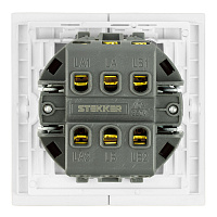 Переключатель 2-клавишный (механизм), STEKKER, 250В, 10А, серия Мия, RSW10-3107-01, белая магнолия 50434