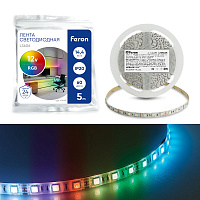 Светодиодная LED лента Feron LS606, 60SMD(5050)/m 14,4W/m 12V 5m RGB Артикул 41449 Светодиодная LED лента Feron LS606, 60SMD(5050)/m 14,4W/m 12V 5m RGB Артикул 41449