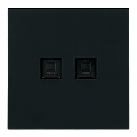 Розетка компьютерная 2-местная RJ-45 (механизм), STEKKER,  серия Мия, RST00-3111-05, черный бархат 50451