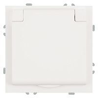 Розетка 1-местная с крышкой с защ. штор, STEKKER, с/з, IP42, 250В, 16А, серия Эмили, RST16-5112-01, белый фарфор, soft touch  49881