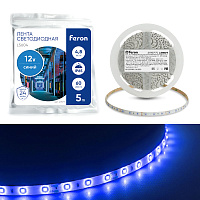 Светодиодная LED лента Feron LS604, 60SMD(2835)/m 4.8W/m 12V IP65 5m синий Артикул 27677 Светодиодная LED лента Feron LS604, 60SMD(2835)/m 4.8W/m 12V IP65 5m синий Артикул 27677