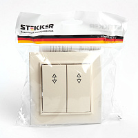 Переключатель 2-клавишный STEKKER  PSW10-9008-02, 250В, 10А, серия Эрна, слоновая кость 39920 Переключатель 2-клавишный STEKKER  PSW10-9008-02, 250В, 10А, серия Эрна, слоновая кость 39920