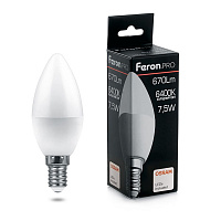 Лампа светодиодная Feron.PRO LB-1307 Свеча E14 7.5W 175-265V 6400K 38055 Лампа светодиодная Feron.PRO LB-1307 Свеча E14 7.5W 175-265V 6400K 38055