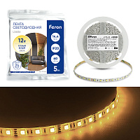 Светодиодная LED лента Feron LS606, 60SMD(5050)/m 14.4W/m 12V 5m 3000К Артикул 27646 Светодиодная LED лента Feron LS606, 60SMD(5050)/m 14.4W/m 12V 5m 3000К Артикул 27646