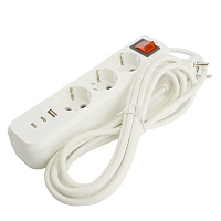 Удлинитель 3-местный с/з с выключ. STEKKER HM071-31-03 3x1мм2, 3м, 250В, 16А, 1USB+2C, 2.4A, сер Home, белый 50137 Удлинитель 3-местный с/з с выключ. STEKKER HM071-31-03 3x1мм2, 3м, 250В, 16А, 1USB+2C, 2.4A, сер Home, белый 50137