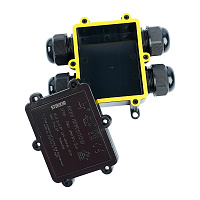 Распределительная коробка STEKKER LD552, количество вводов: 4, поликарбонат, нейлон, цвет черный, размер 114,4*106,7*35,3мм. 50554