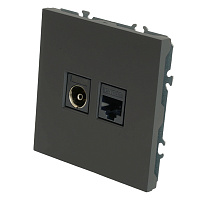 Розетка TV + компьютерная RJ-45 (механизм), STEKKER, RST00-5106-05, серия Эмили, черный уголь, soft touch 49846 Розетка TV + компьютерная RJ-45 (механизм), STEKKER, RST00-5106-05, серия Эмили, черный уголь, soft touch 49846