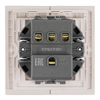 Выключатель 3-клавишный (механизм), STEKKER, 250В, 10А, серия Мия, RSW10-3108-08, пудровый жемчуг 50474