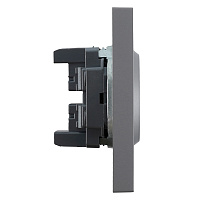 Розетка 2-местная с з/ш, б/з, СЗК, STEKKER, 250В, 16А, серия Эмили, RST16-5116-10ZK, платиново-серый, soft touch 50245