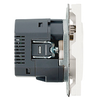 Розетка 1-местная з/ш с/з 16А + USB + Type C (механизм), Stekker, 250В, 20W, серия Эмили, белый фарфор, soft-touch, RST16-5119-01   50217