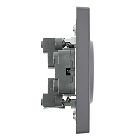 Розетка 2-местная с защитной шторкой, STEKKER, б/з, 250В, 16А, серия Эмили, RST16-5116-10 , платиново-серый, soft touch 49955